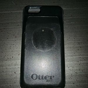 Black otter box phone case with credit card holder